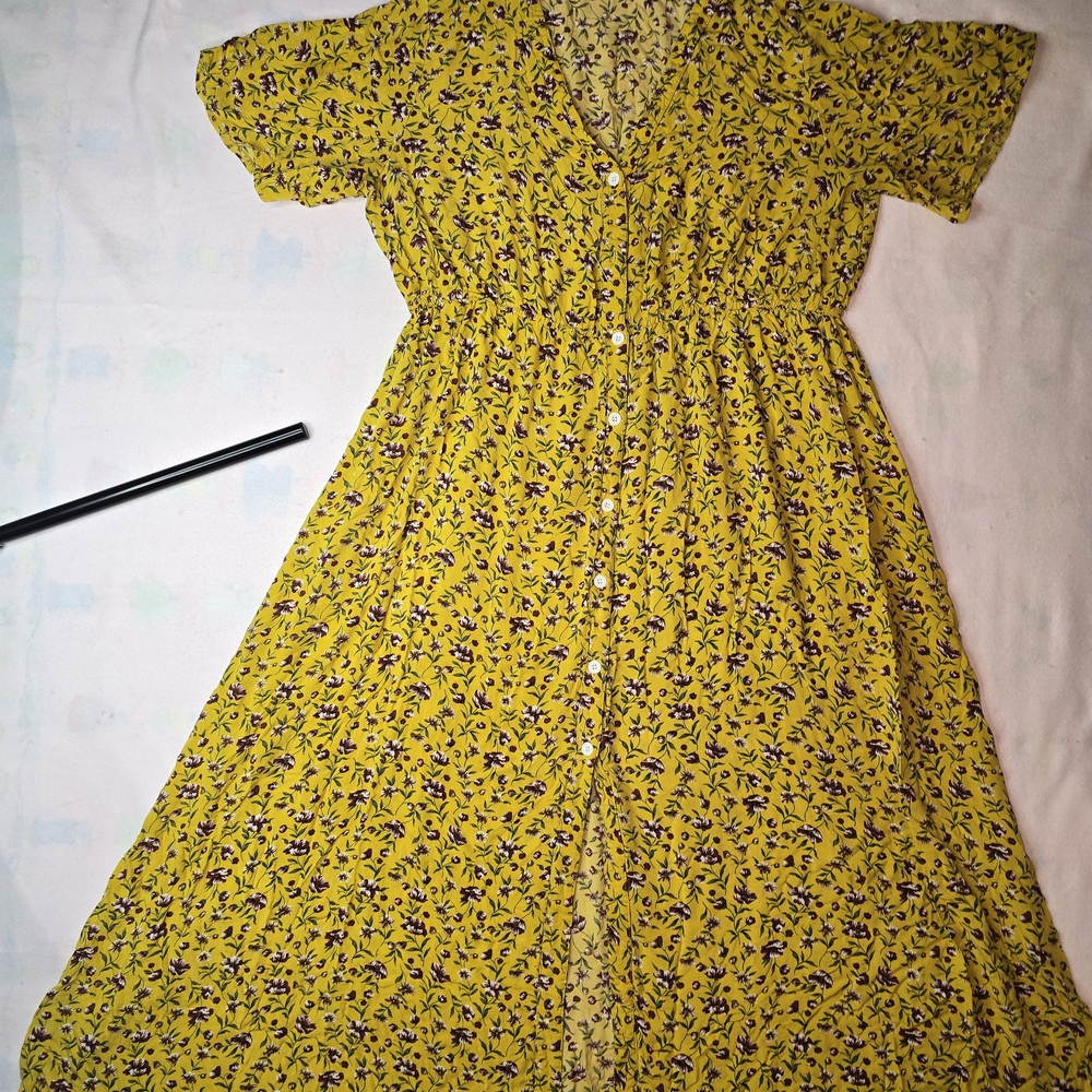 Sunlit Yellow Floral Button-Front Maxi Dress - Picture 2 of 8
